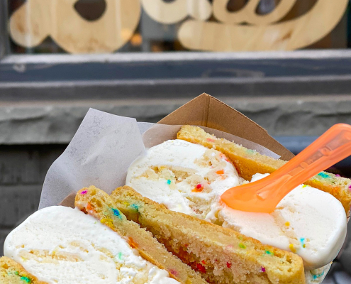 Birthday cake cookie ice cream sandwich dessert from Bang Bang Ice Cream and Bakery in Toronto