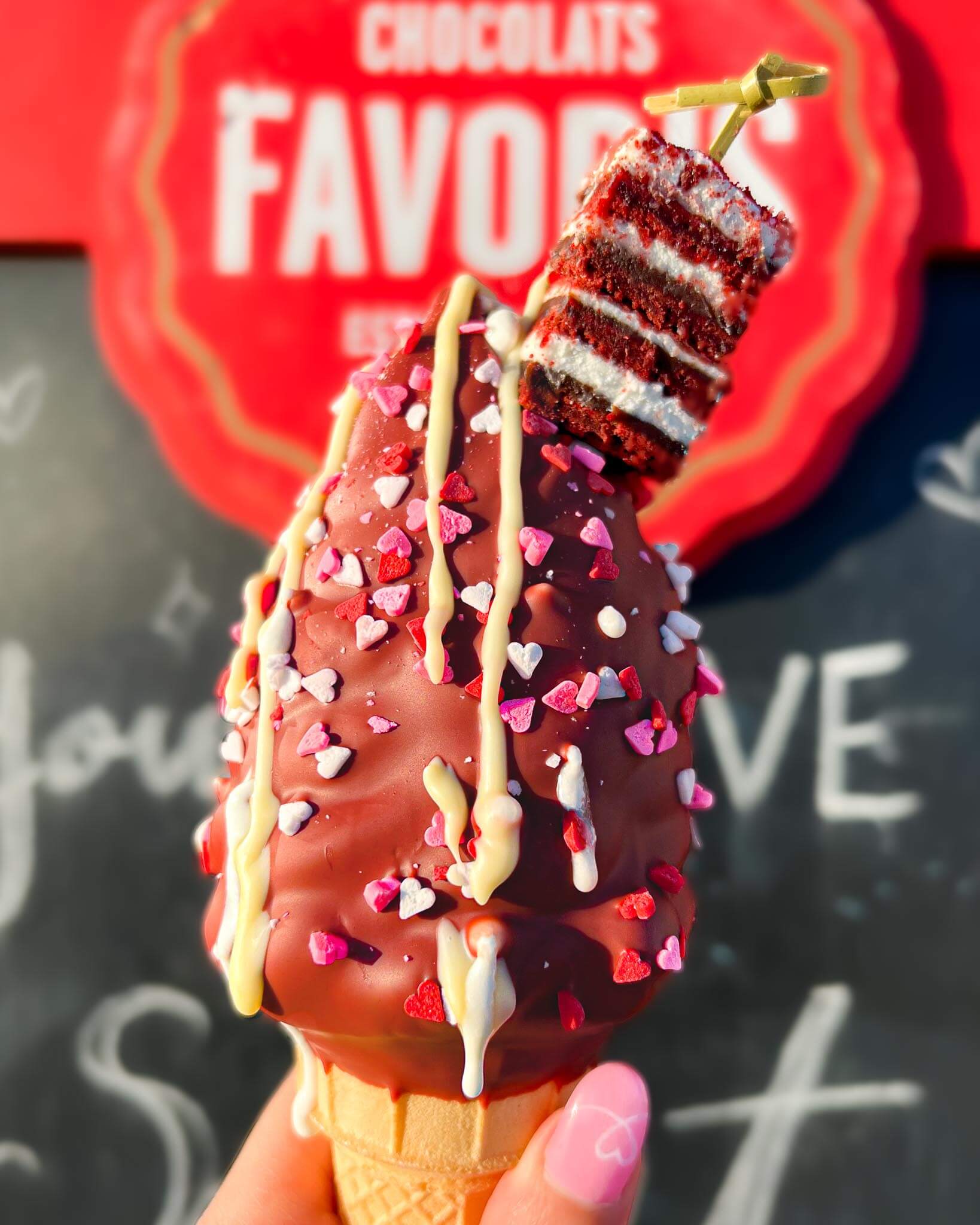 Chocolat Favoris Red Velvet Dipped Heart Cone