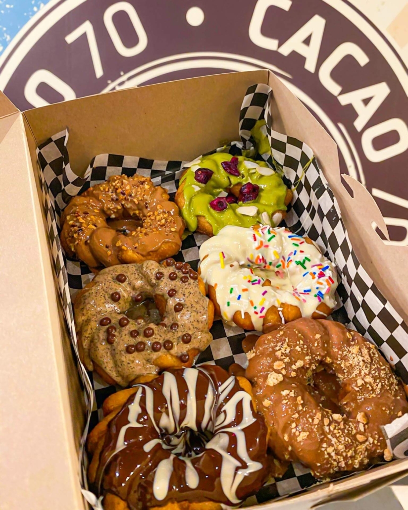 Cacao 70 churro donuts at Toronto’s Distillery District location